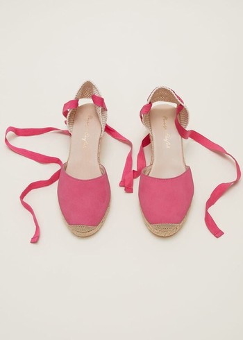 Phase Eight Suede Tie Espadrilles Flats Light Pink USA | 5402391-UH